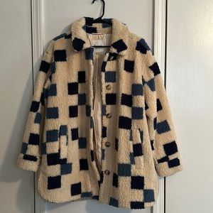 Madewell Faux Fur Geometric Coat